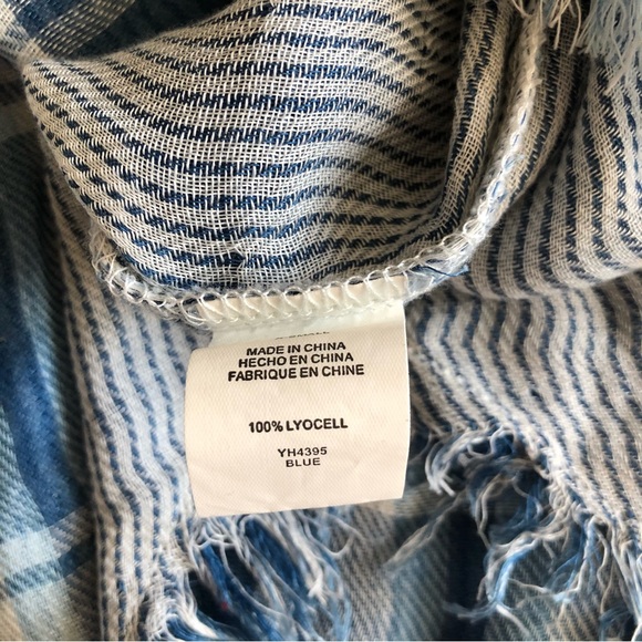 Thread & Supply Blue Plaid Button Shirt XS - Picture 5 of 5